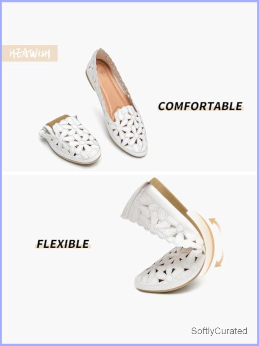 Women's Floral Ballet Flats Slip On PU Leather Round Toe Dress Shoes - Picture 3 of 7